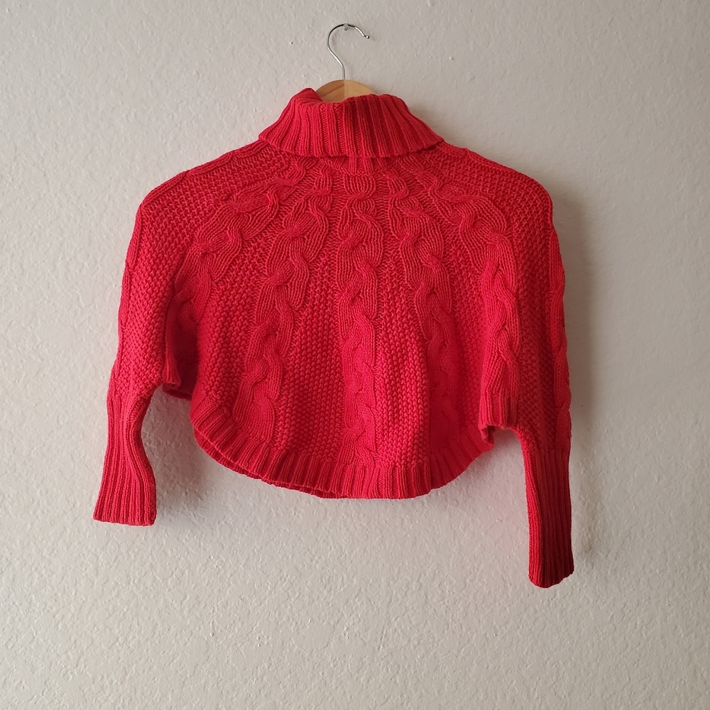Carter's Little Girls Red Cable Knit Turtleneck Sweater Cape Poncho 4T